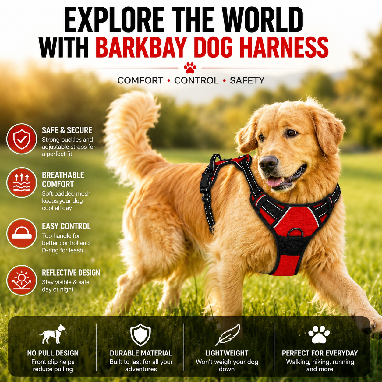 Pawnellya ComfortFit™ — Harnais Confortable Anti-Traction pour Chien