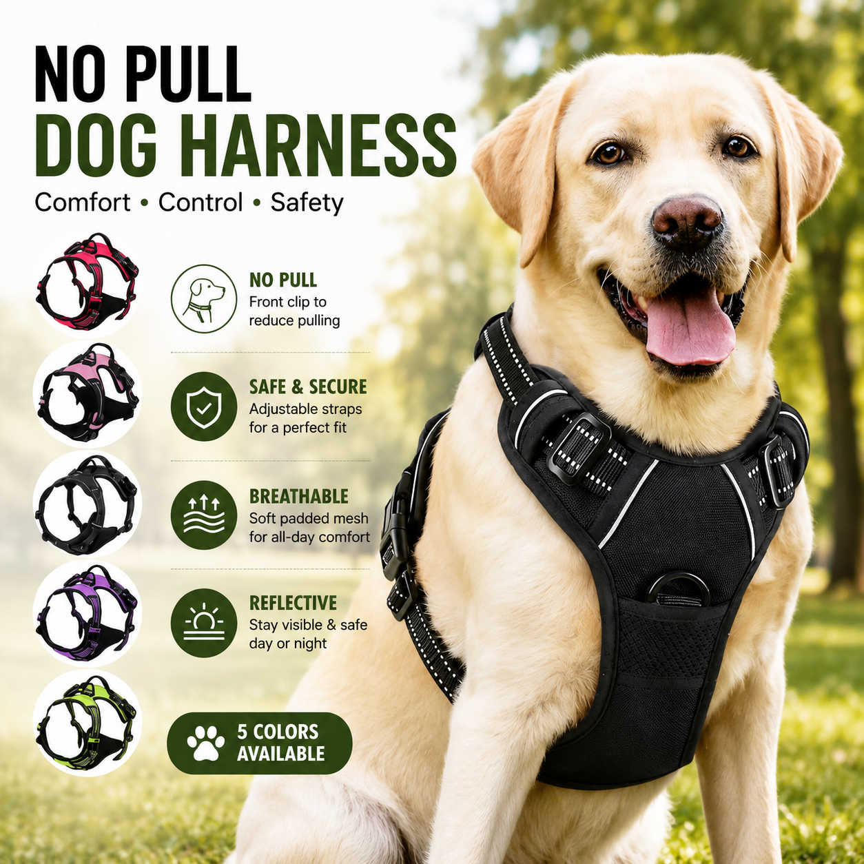 Pawnellya ComfortFit™ — Harnais Confortable Anti-Traction pour Chien