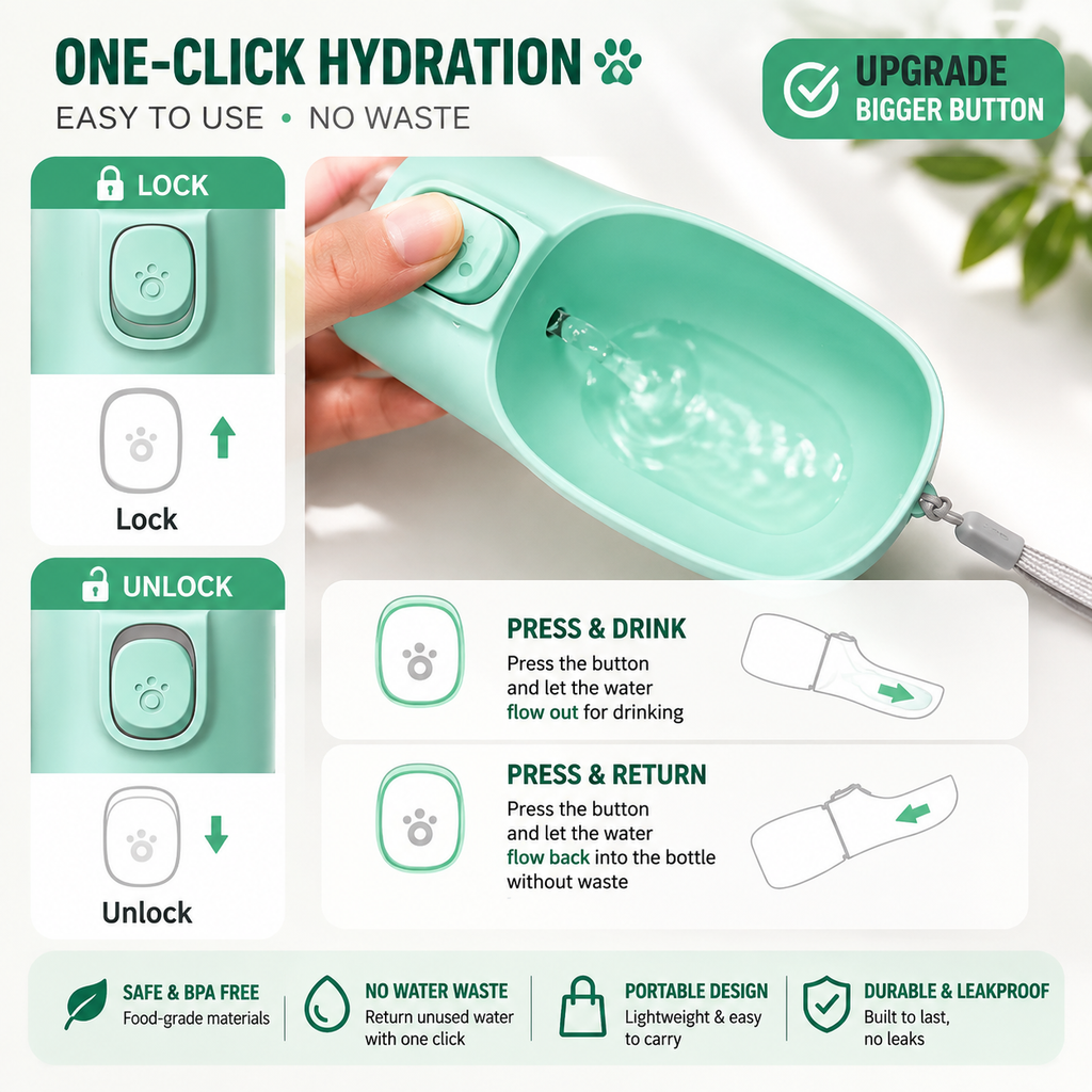 Pawnellya GoBottle™ — Gourde Portable pour Chien en Promenade & Voyage