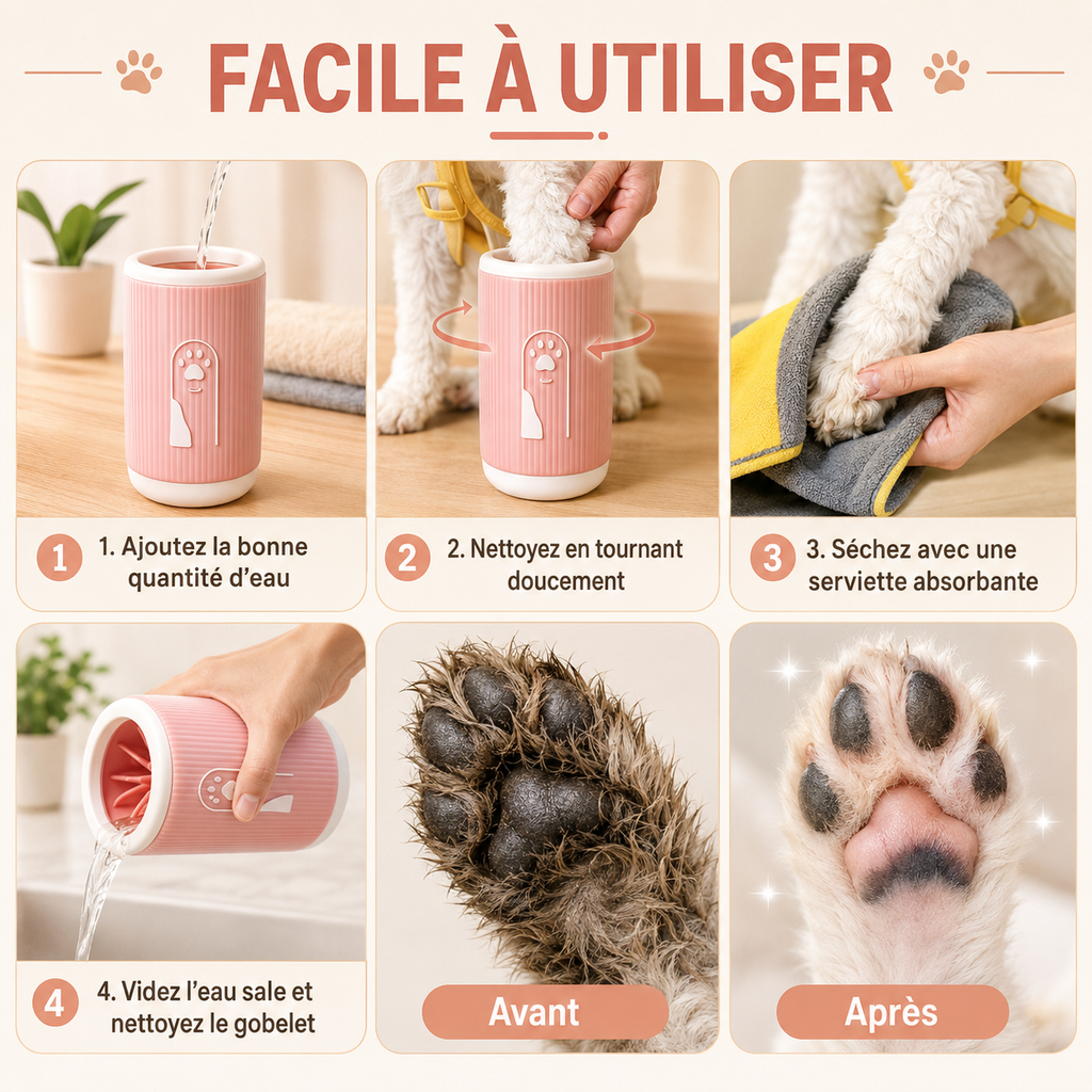 Pawnellya PawClean™ V2 — Nettoyeur de Pattes Amovible pour Chien