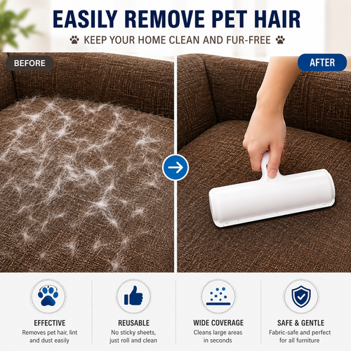 Pawnellya FurAway™ — Rouleau Anti-Poils Réutilisable pour Chien & Chat